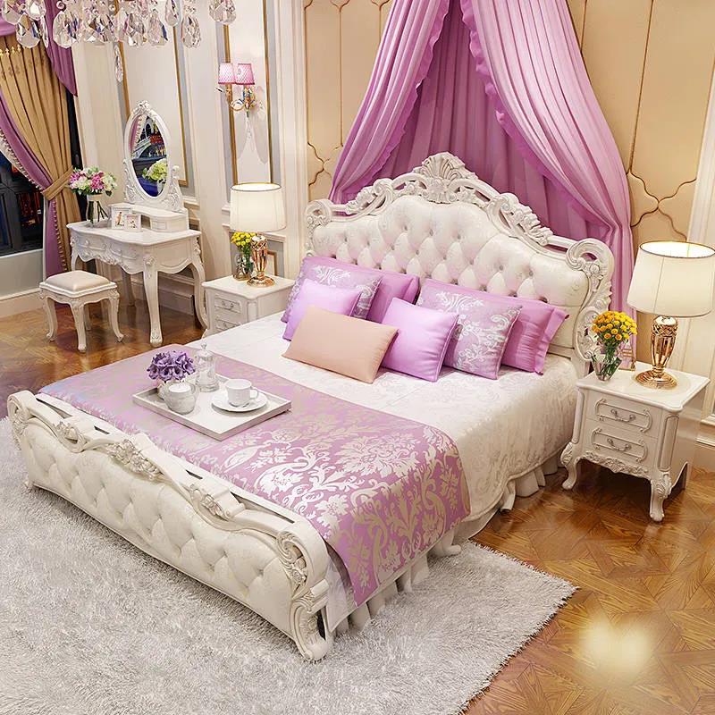 欧式床双人床1.8米婚床1.5米单人公主床现代简约皮床主卧实木大床