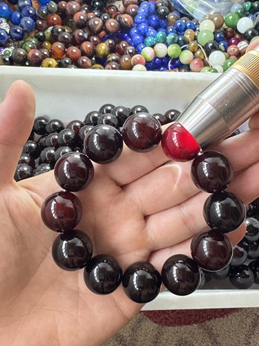 纯天然老料a级酒红玛瑙玉石血离子石榴石手链手串转运20mm饰品