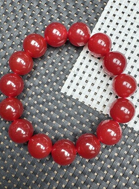 纯天然A货红玛瑙手链DIY百搭红玛瑙玉髓男女玉髓手链红色玛瑙手串