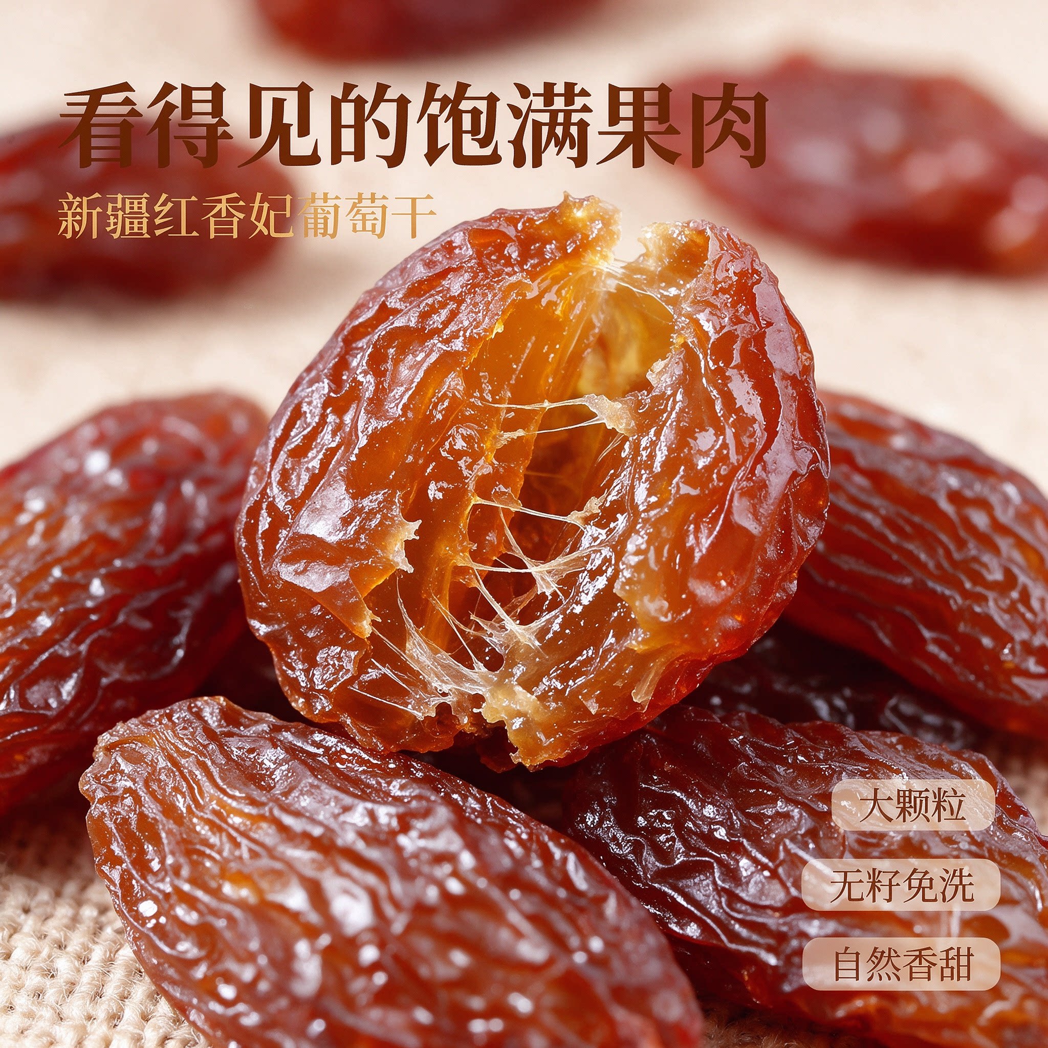 新疆特产吐鲁番红香妃葡萄干特大无籽免洗500g无添加干果提子包邮