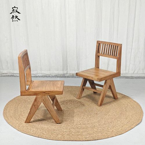 侘寂风昌迪加尔椅实木茶桌椅