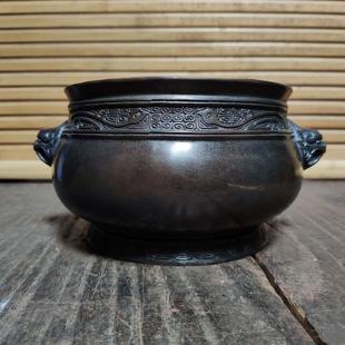 纯铜香炉仿古做旧工艺品礼品烧香拜佛用品家用室内香薰炉供佛摆件