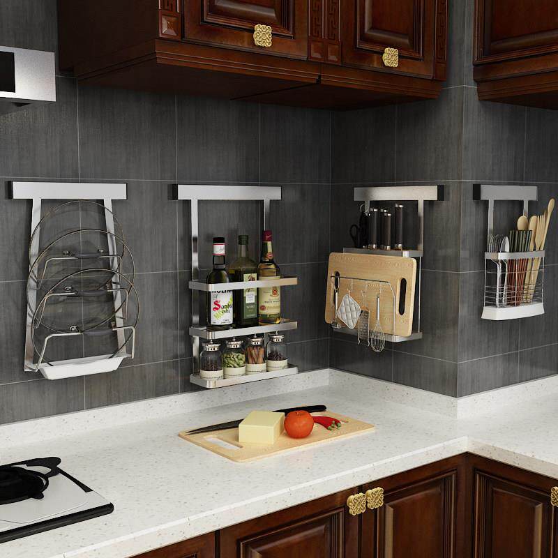 不锈钢免打孔壁挂墙上调味料厨房置物架挂件刀架勺子铲子收纳挂架