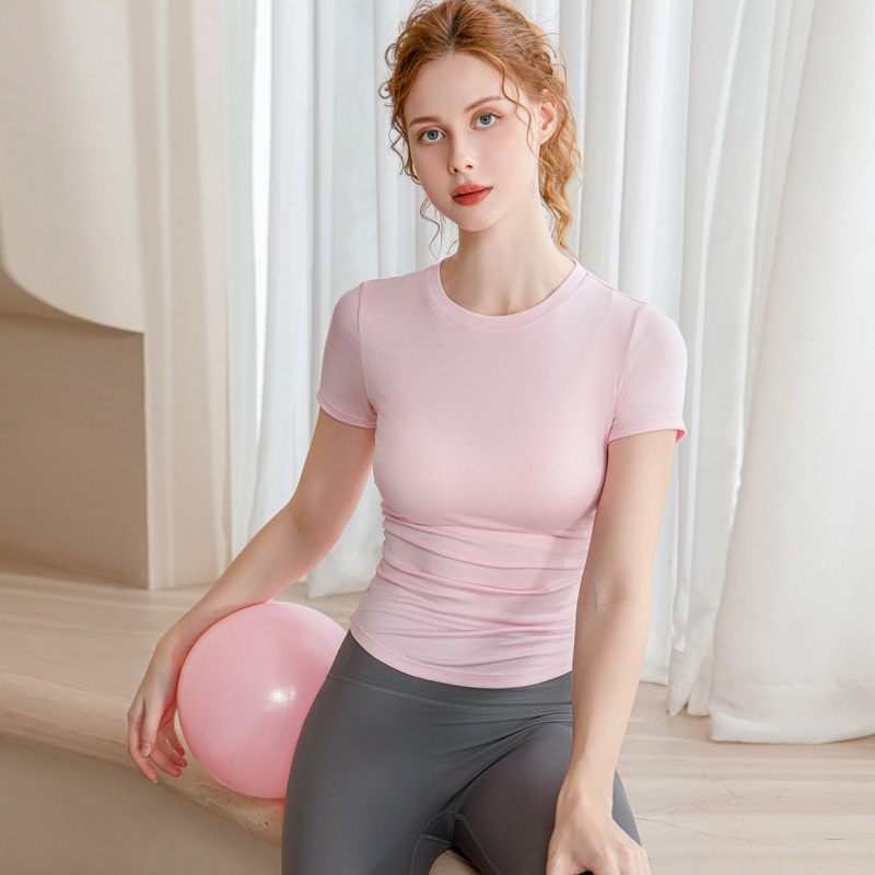 瑜伽服女夏普拉提训练健身上衣t恤运动跑步短袖高级显瘦薄款弹力