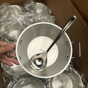 304韩式 爆款 米酒碗配螺嗦粉大头勺家用不锈钢双耳小吃碗