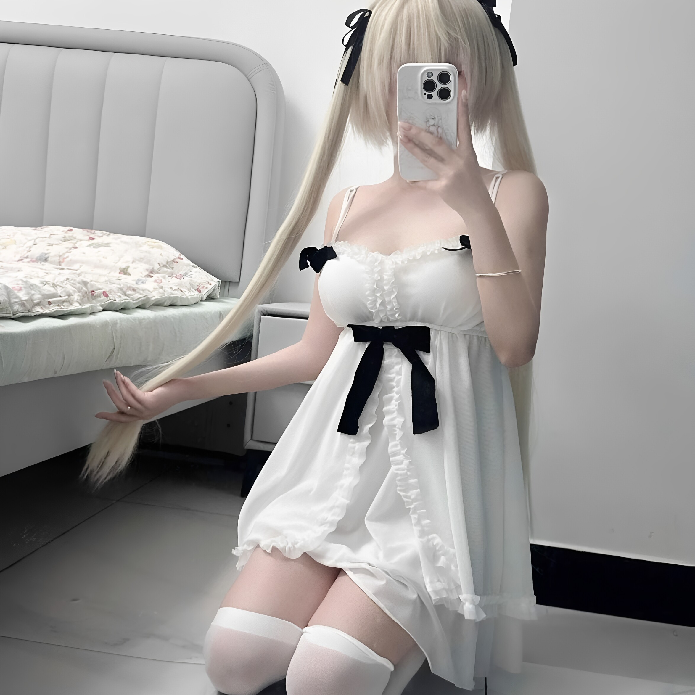 穹妹睡裙带胸垫日系吊带连衣裙女