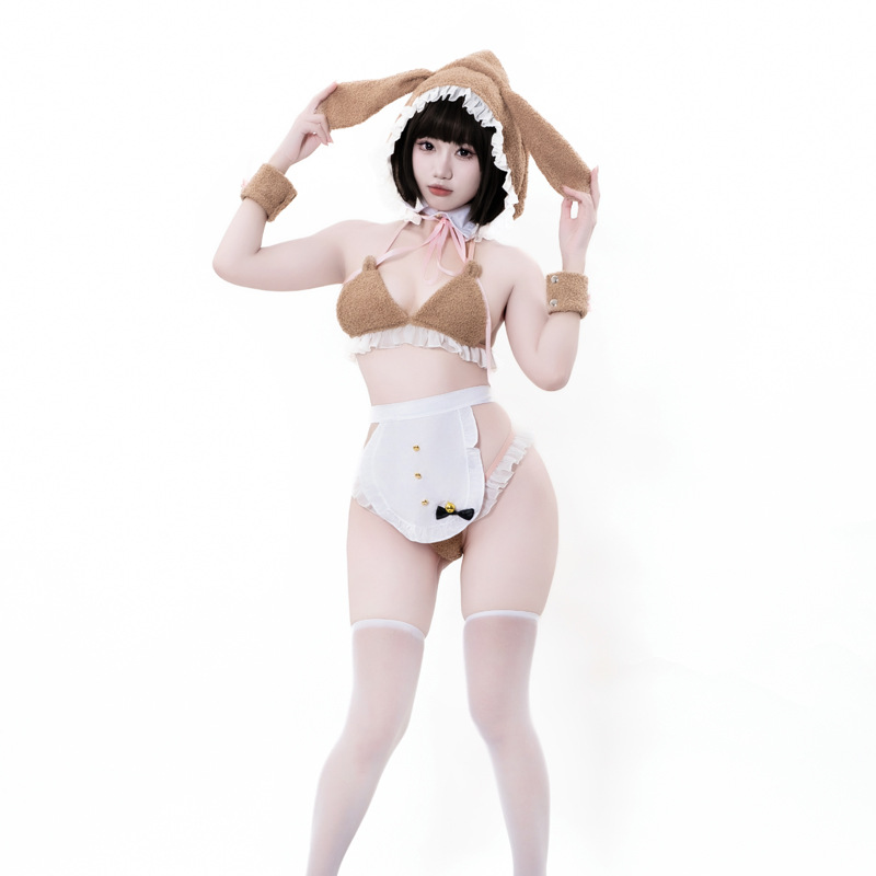 软萌小熊秋冬毛绒三点式比基尼