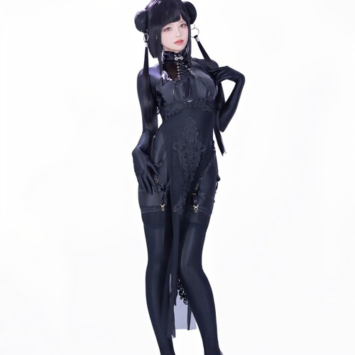 新中式中华娘漆皮修女旗袍连体衣