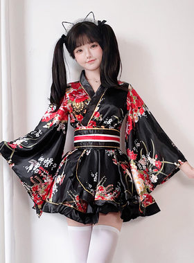 日系振袖艺伎花魁彩绘和服旗袍