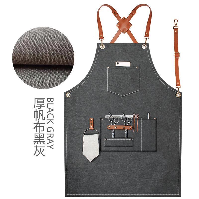 正品发型师牛仔围裙m定制咖啡师花艺师烫染师男士帆布皮带美甲师