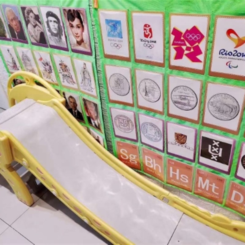 高智会15格A5字诘卡片信件通告B收纳挂袋亲子教学辅助袋牛津布透