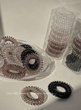 9条袋装渐变灰色电话线发圈ins网红韩版简约少女百搭弹力皮筋发饰