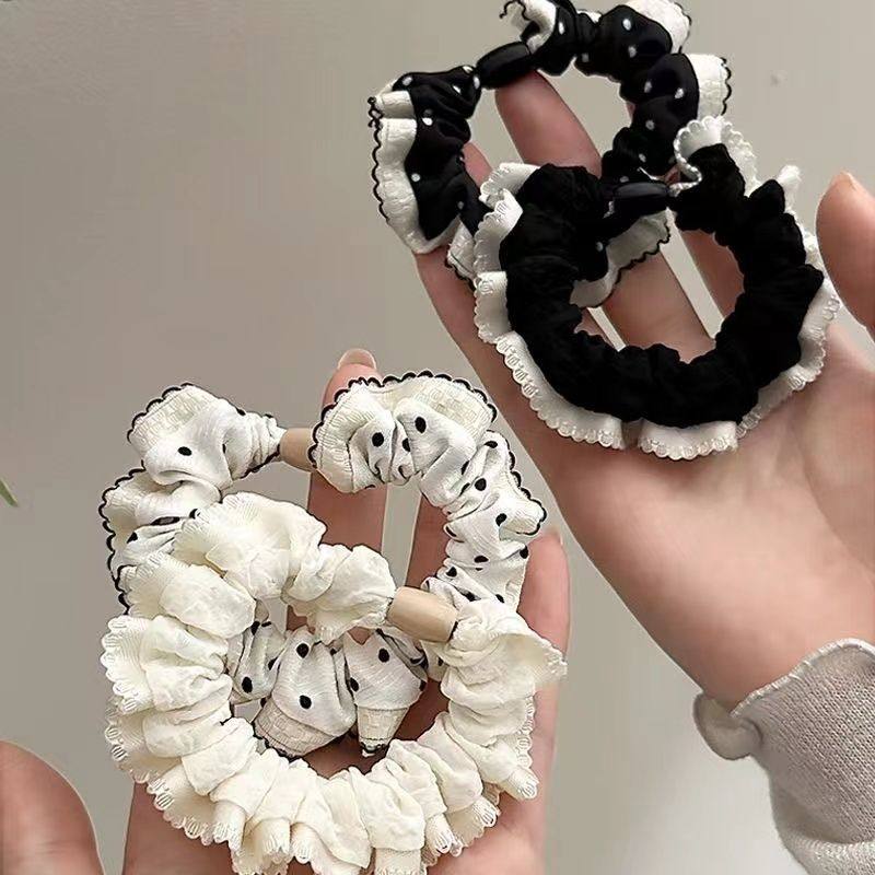2025新款黑白波点小肠发圈马尾蕾丝花边头绳小发绳百搭高级碎花,饰品/流行首饰/时尚饰品新,发饰,淘宝优惠券,粉丝福利购,淘宝优惠卷