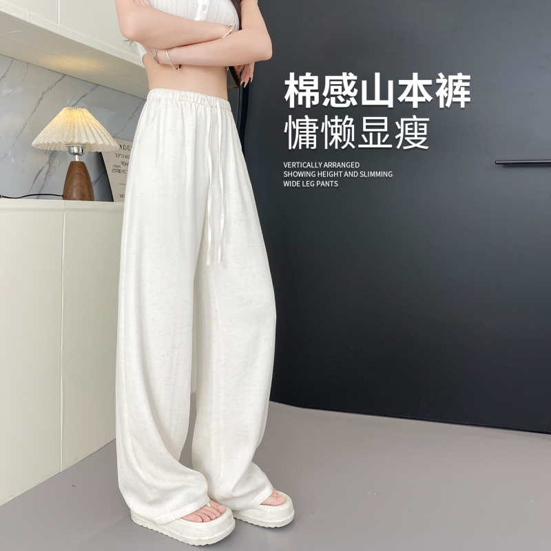 白色棉麻阔腿裤女2025新款夏季薄款慵懒宽松垂感直筒休闲亚麻长裤