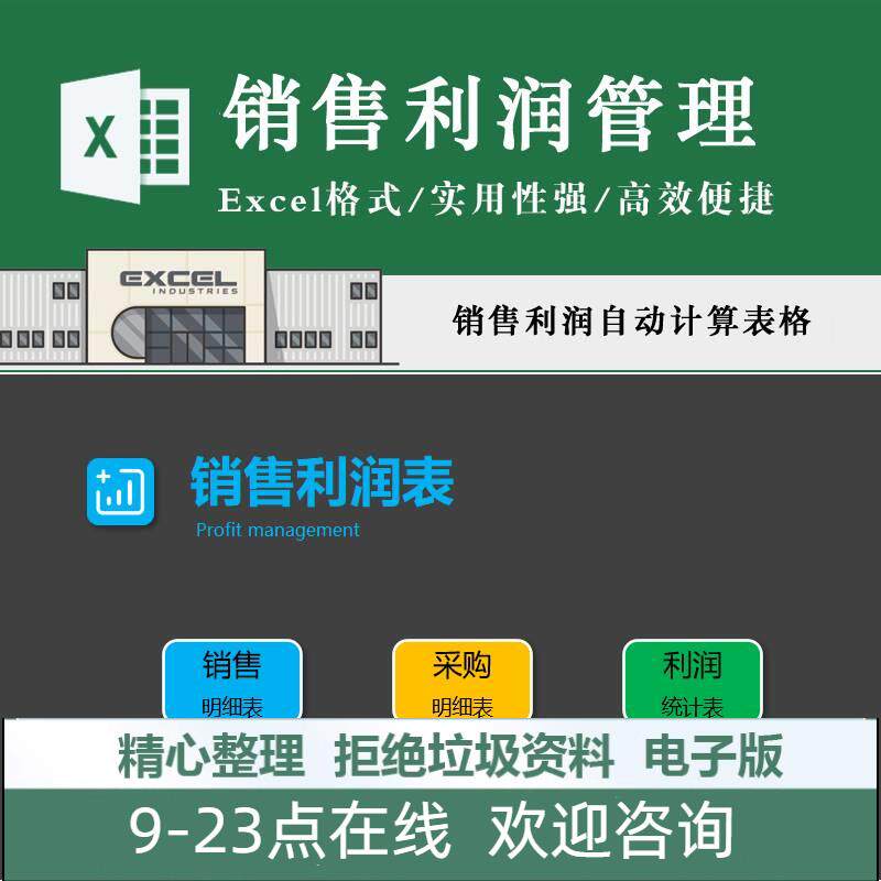简单实用销售利润可视化自动统计图表格 销售采购管理Excel模板y