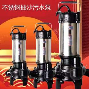 抽沙抽小石子泥浆污水泵220V 不锈钢机筒泥浆泵 家用混流泵
