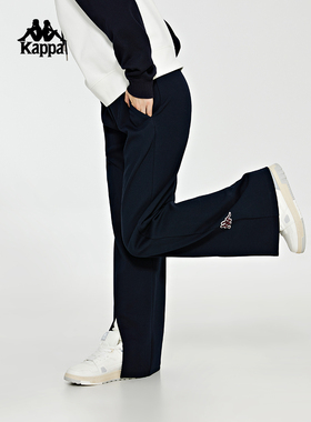 Kappa卡帕复古女运动休闲裤针织长裤开叉裤脚K0D82AK05