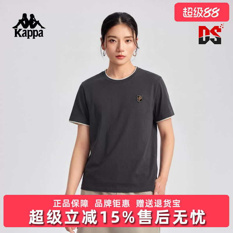 Kappa卡帕背靠背短袖t恤女2026新款夏季刺绣宽松休闲运动上衣女款图片