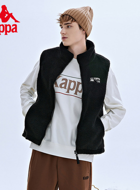 Kappa卡帕男装女装冬季新款加棉泰迪绒保暖笑脸马甲K0CZ2NM01D