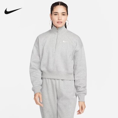 NIKE耐克2025冬季女新款宽松半开拉链立领套头衫DQ5768