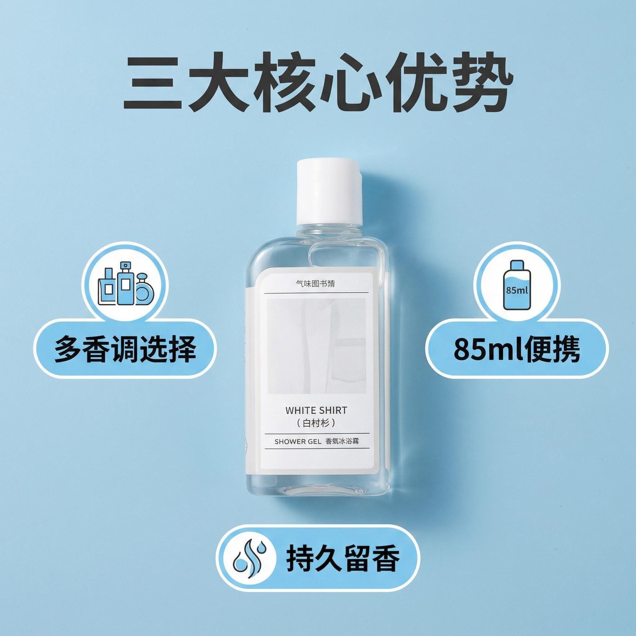 气味图书馆沐浴露85ml*7套装组合凉白开初熟茉莉持久留香便携旅行