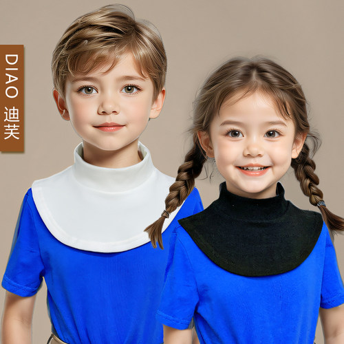 迪芺儿童德绒半高领假领保暖围脖