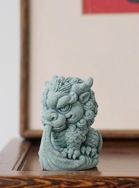 可爱吸水小麒麟招财创意瑞兽茶桌茶玩鱼缸微景观客厅桌面装饰摆件