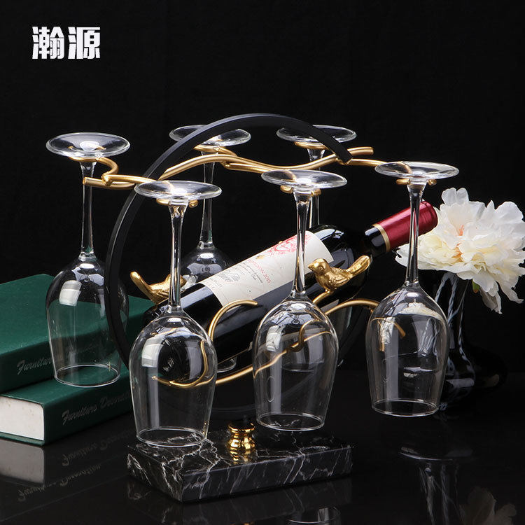 中式红酒杯架 轻奢客厅酒柜厨房铁艺摆件 创意艺术酒架装饰架收纳