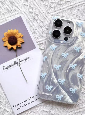 蓝色蝴蝶结适用华为荣耀畅玩50手机壳60plus韩系20pro高级超火清新50PLUS羽纱30女款40C新款小众甜美50M硬壳