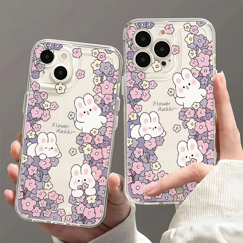 文艺兔子适用苹果15pro手机壳iPhone14plus高级感13/12/11女max小米10透明华为mate60荣耀90红米k50p40手机壳