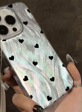 黑色爱心适用VIVOY33T手机壳vivoy35韩系y78plus高级Y300超火Y200I清新Y1005G羽纱Y76女款Y77E新款小众硬壳30