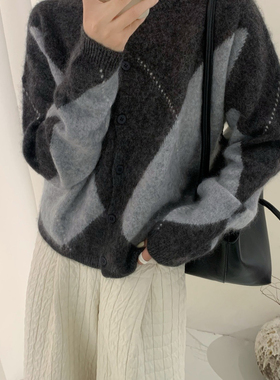 特价宽松高级感上衣毛衣全绵羊毛撞色打底衫女97070