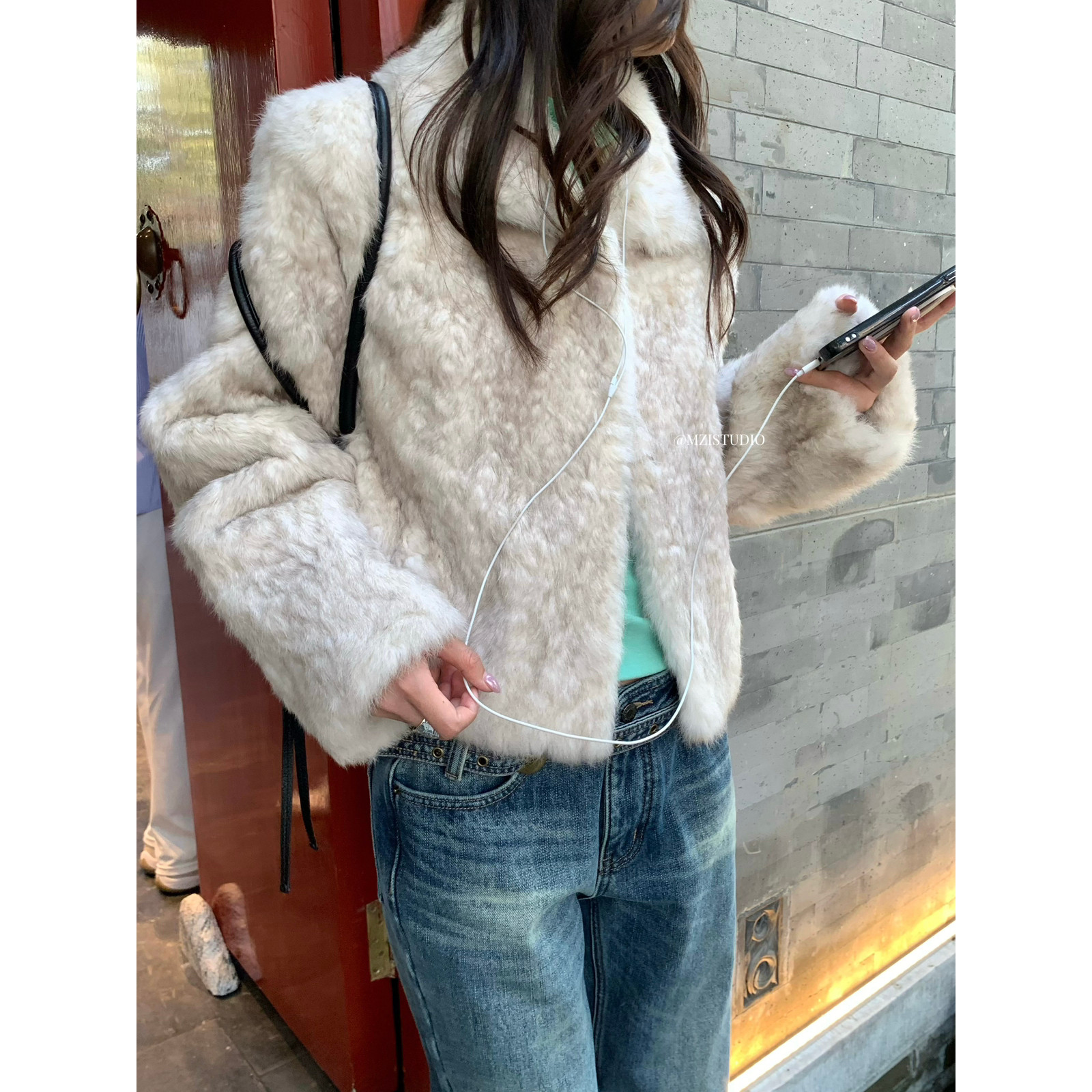 新品时尚高端女装毛翻领贵气名媛范儿皮草100%兔毛外套Z8888-1#