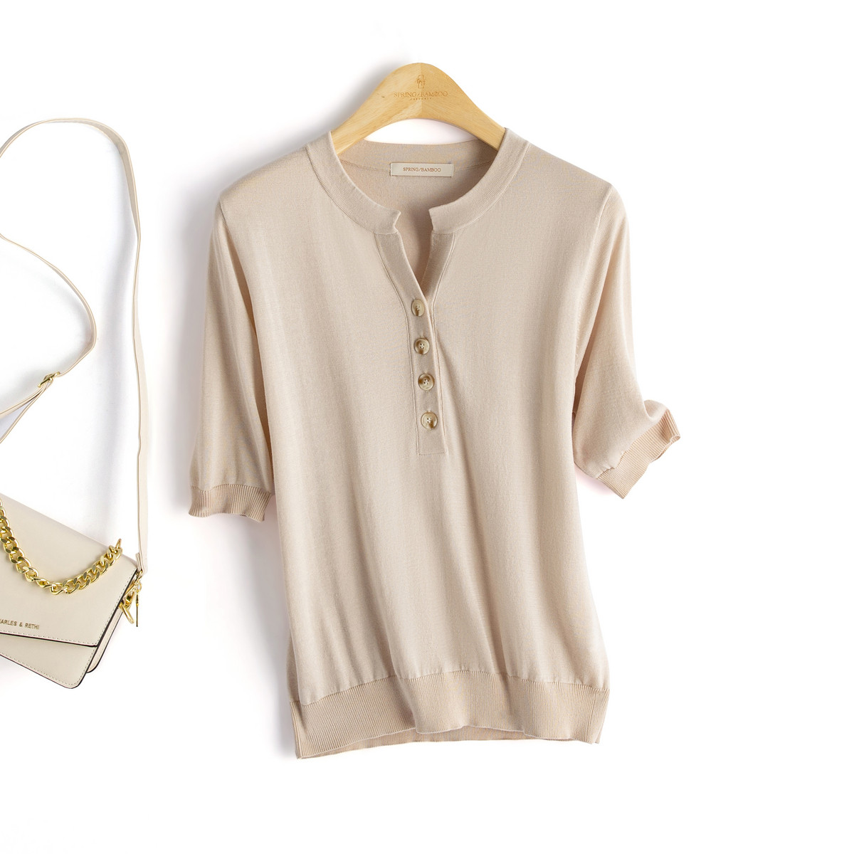 春竹25新款混纺圆领短袖T恤