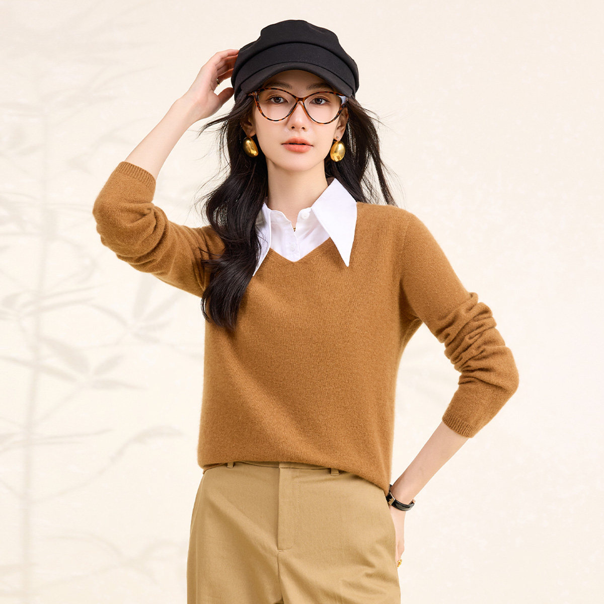 春竹100%纯羊绒2025秋冬新款V领保暖柔软减龄毛衣打底衫女羊绒衫,女装/女士精品,羊绒衫,淘宝优惠券,粉丝福利购,淘宝优惠卷