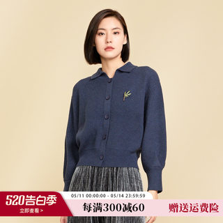 SPRING BAMBOO/春竹冬季新款羊毛衫女百搭休闲针织保暖翻领女开衫