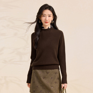 25秋冬新款 春竹100%纯羊毛衫 半高领保暖洋气女打底衫 天衣无缝