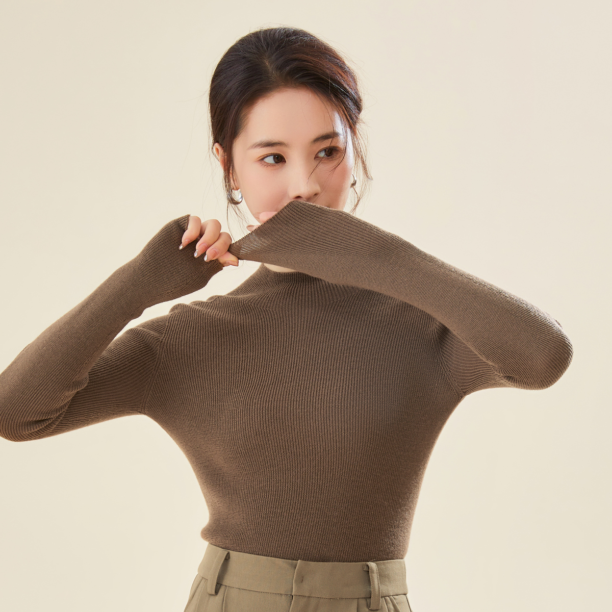 无缝羊毛内搭打底衫毛衣