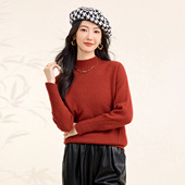 春竹100%山羊绒冬季 保暖加厚毛衣宽松气质显瘦软糯半高领羊绒衫 女