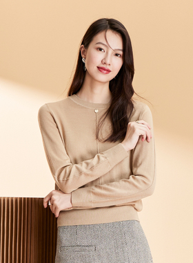 SPRING BAMBOO/春竹 秋冬季新款绵羊毛宽松显瘦圆领软糯风女上衣