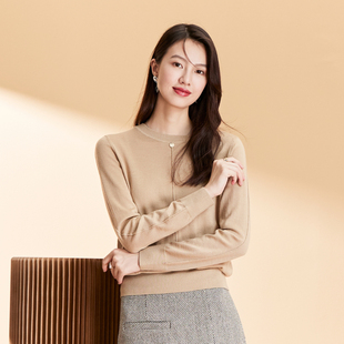 新款 SPRING 秋冬季 BAMBOO 绵羊毛宽松显瘦圆领软糯风女上衣 春竹