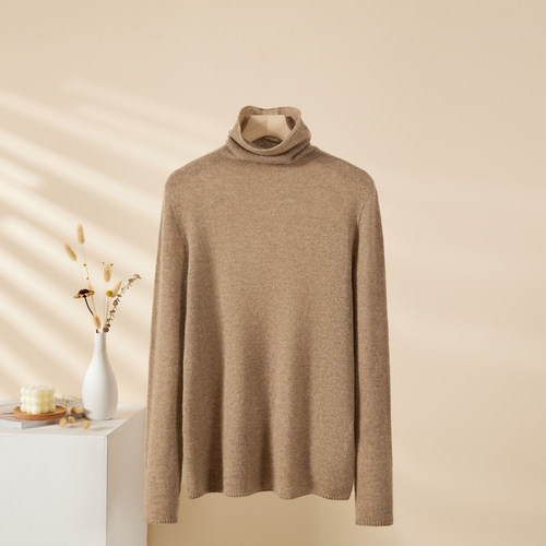 春竹正品100%山羊绒套头毛衣堆堆领女式羊绒衫针织打底衫长袖小衫