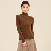 高级感保暖女羊毛衫 两翻领修身 无缝一体纯羊毛 春竹25秋冬新款