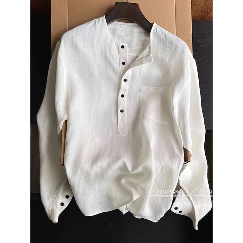 轻奢天丝亚麻polo衫男士夏季薄