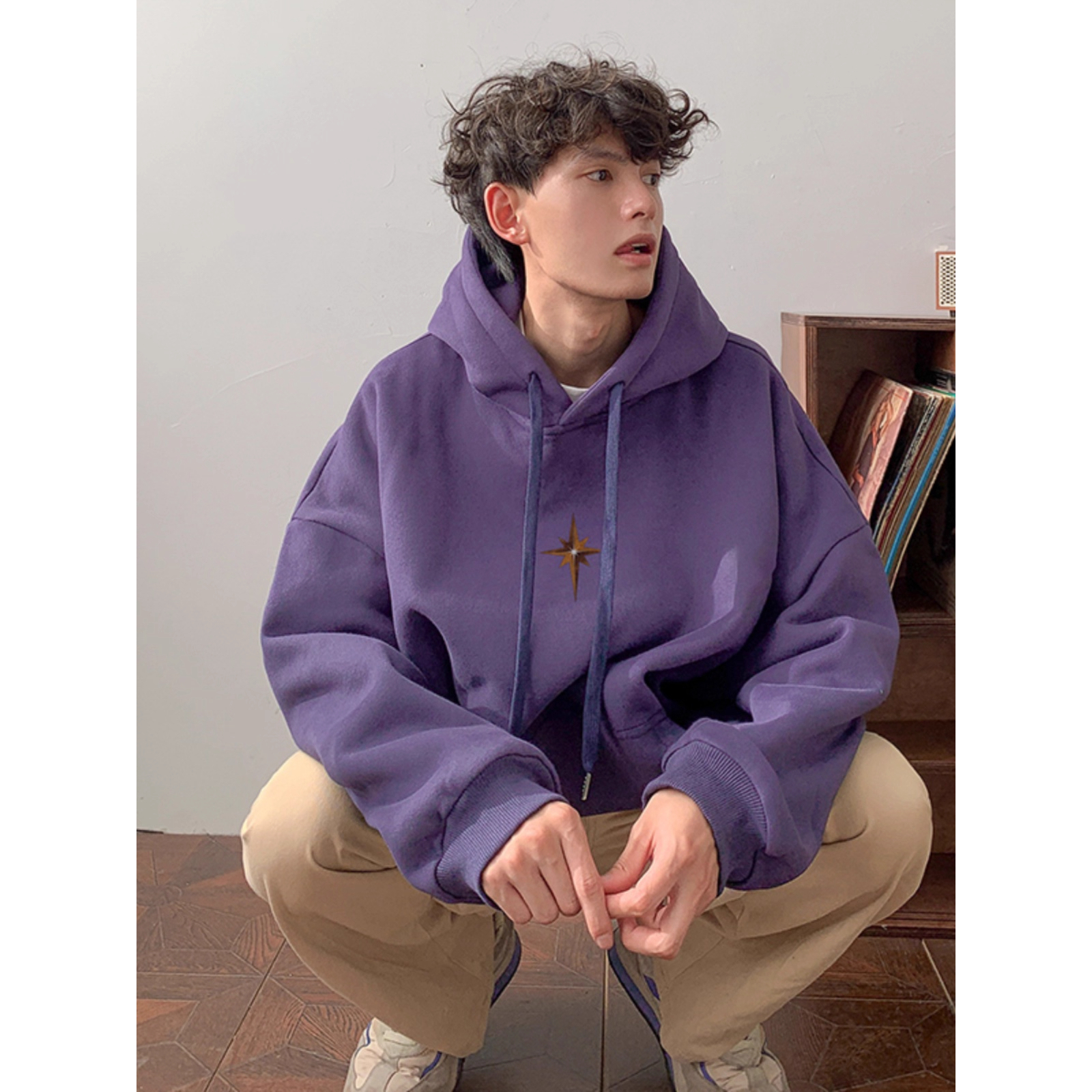 加大码300斤美式重磅连帽卫衣男