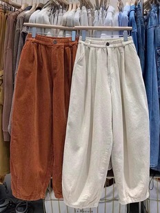 男女秋冬加绒加厚宽松阔腿老爹运动卫裤 特大码 300斤灯芯绒休闲裤