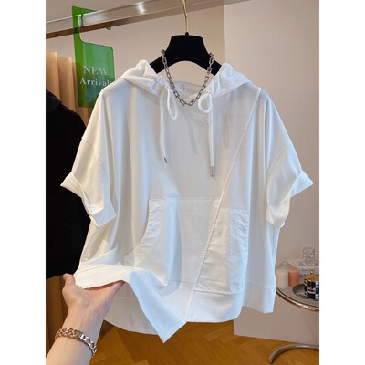 特大码300斤连帽短袖t恤男女薄款