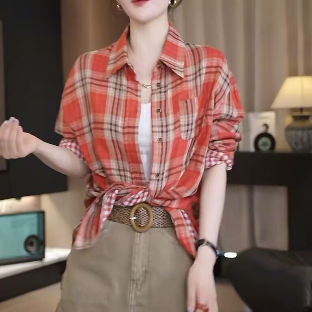 格子开衫防晒衣百搭减龄学生上衣