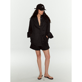 「假日风」亚麻休闲宽松条纹短裤 夏季 薄款 ISSIofficial 休闲裤