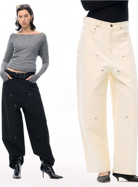 ISSIofficial*挺括感撞钉结构线伐木工装裤